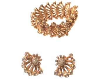 Rhinestone Bracelet & Earrings Set