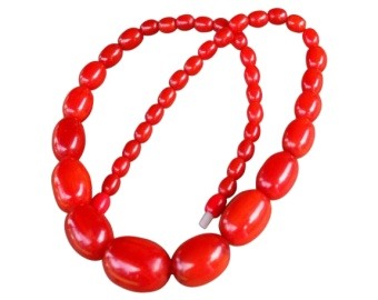 Red Bakelite Bead Necklace