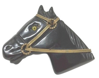 Bakelite Horse Head Brooch