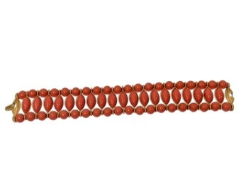Egyptian Coral Cabochon Bracelet