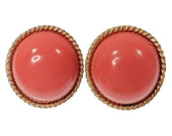 Egyptian Coral Cabochon Earrings