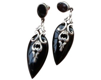 Art Nouveau Jet Earrings