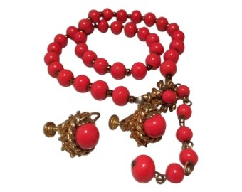Coral Necklace & Earrings Set