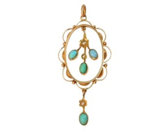 Turquoise & Pearl Pendant