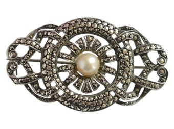 Silver Marcasite & Pearl