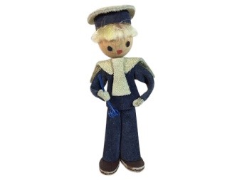 Wood & Leather Sailor Doll