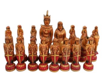 Vintage Indian Wood Chess Set