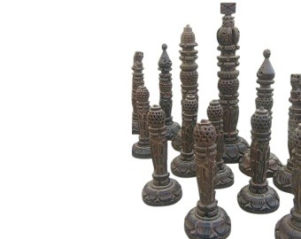 Wood-Carved Chess Set