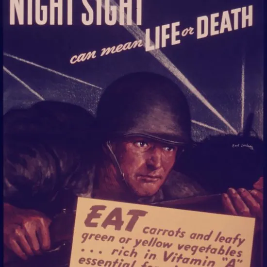 Military poster encouraging people to eat their vegetables