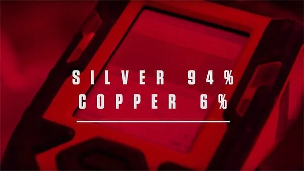 A slide that says silver 94% copper 6%