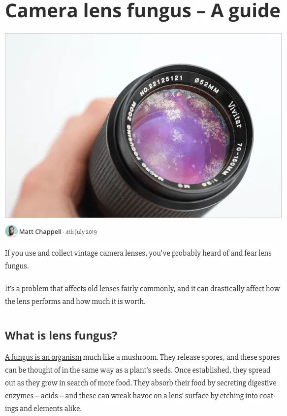 Camera lens fungus – A guide