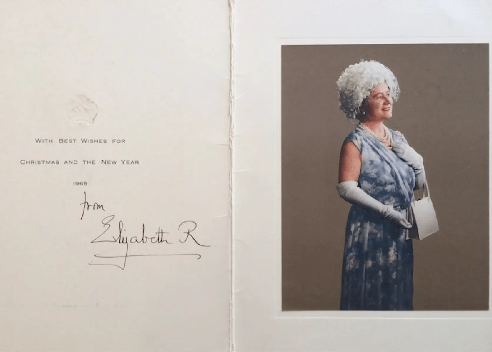 Signed Christmas card from the Queen mother