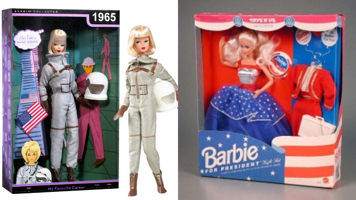 Left: Astronaut Barbie | Right: Barbie for President