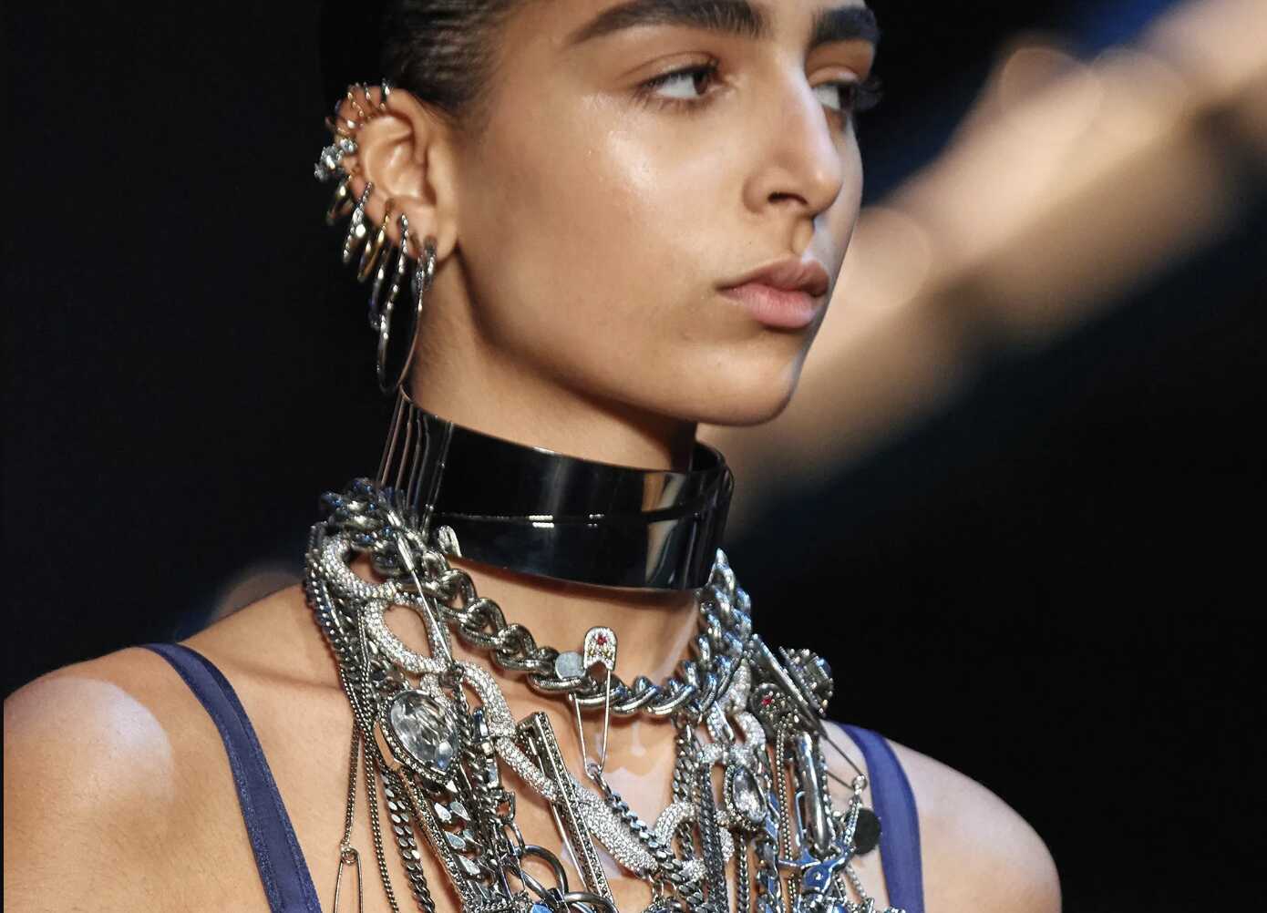 woman wearing punk jewellery