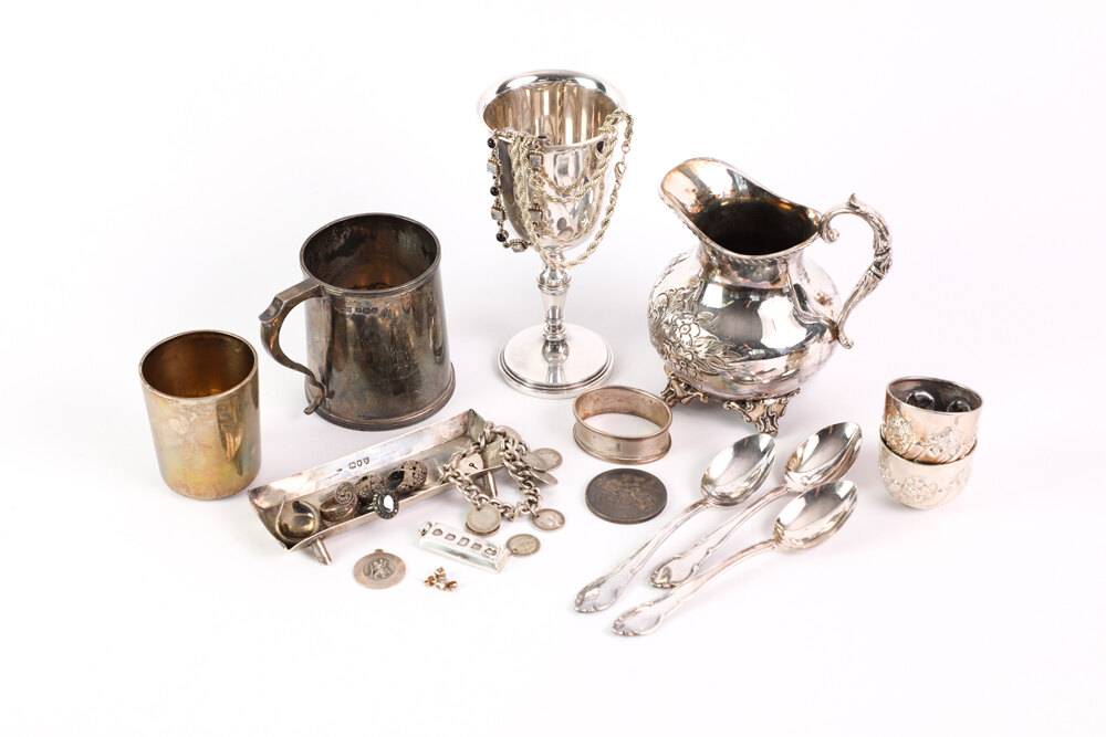 vintage silver and silver plate items