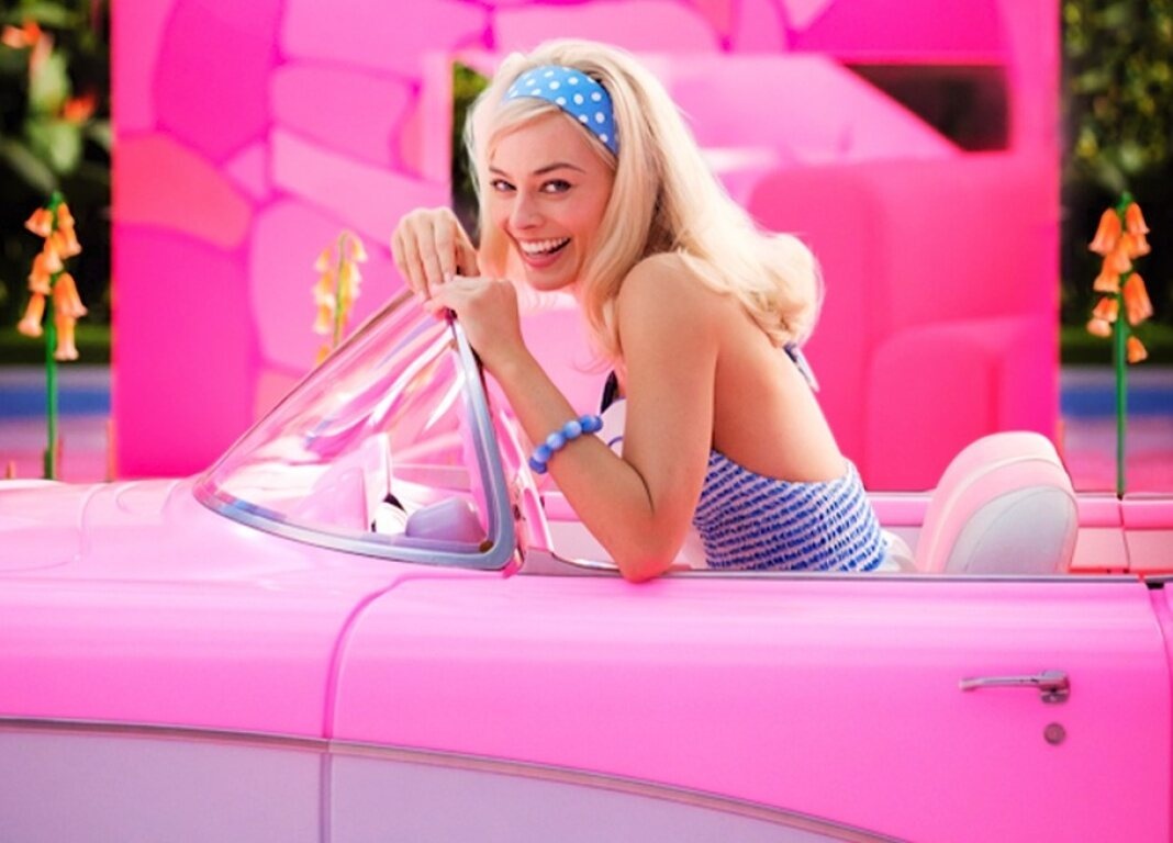 Margot Robbie as Barbie in Barbie car
