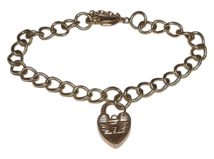 Vintage Sterling Silver Double Link Charm Bracelet Heart 